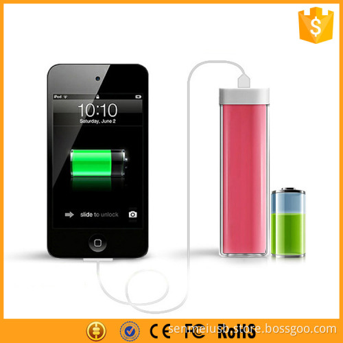nature Color lipstick tube battery charger portable power bank 1800mah 2200mah 2600mah 3000mah for smartphone